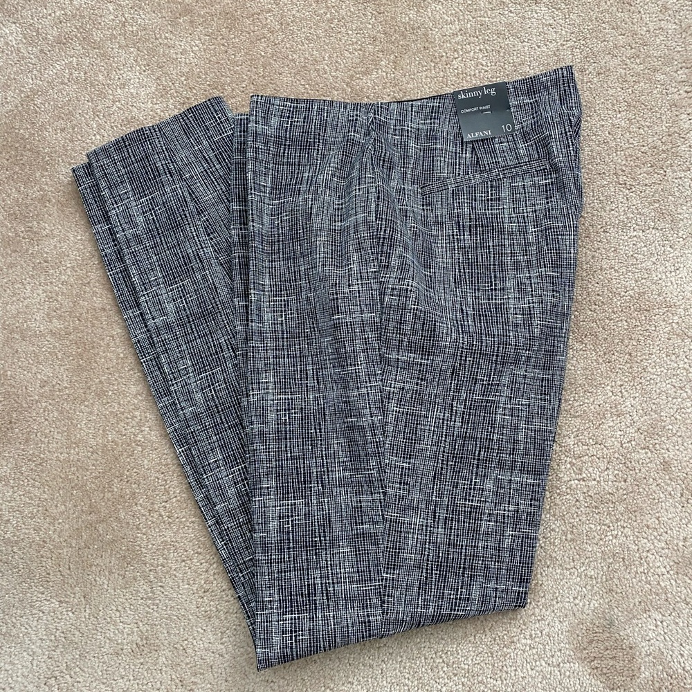 NWT Alfani Skinny Leg Dress Pants in Black & White Crosshatch